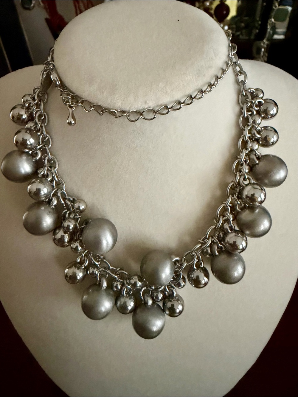 Lia Sophia Silver Ball Cluster Necklace - Women Jewelry